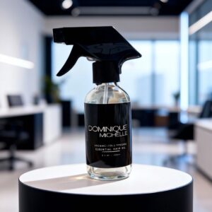 Spray bottle on a modern office table.